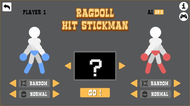 Ragdoll Hit Stickman game start screen