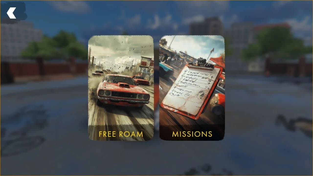 Hotgear mode selection screen with Free Roam and Missions
