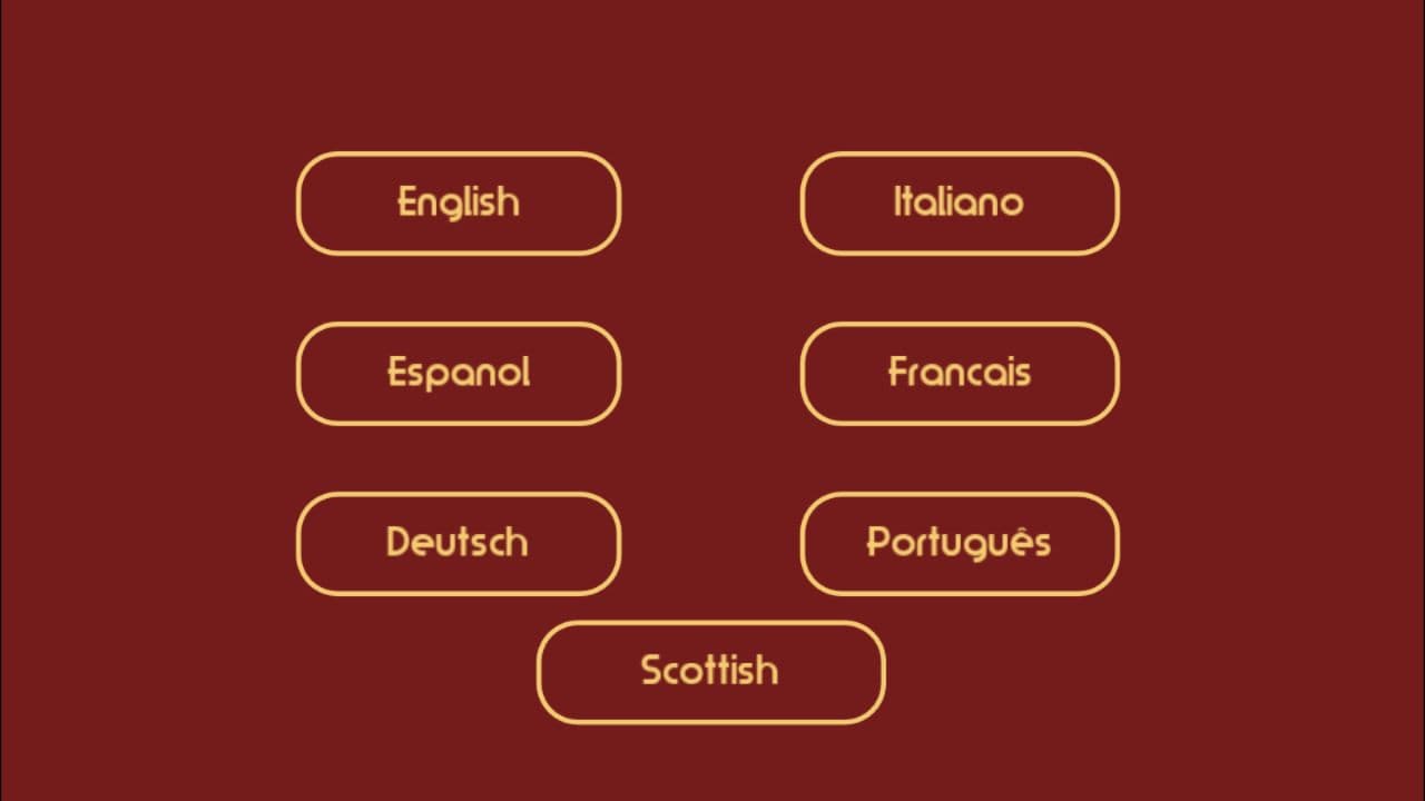 Super Liquid Soccer language selection screen