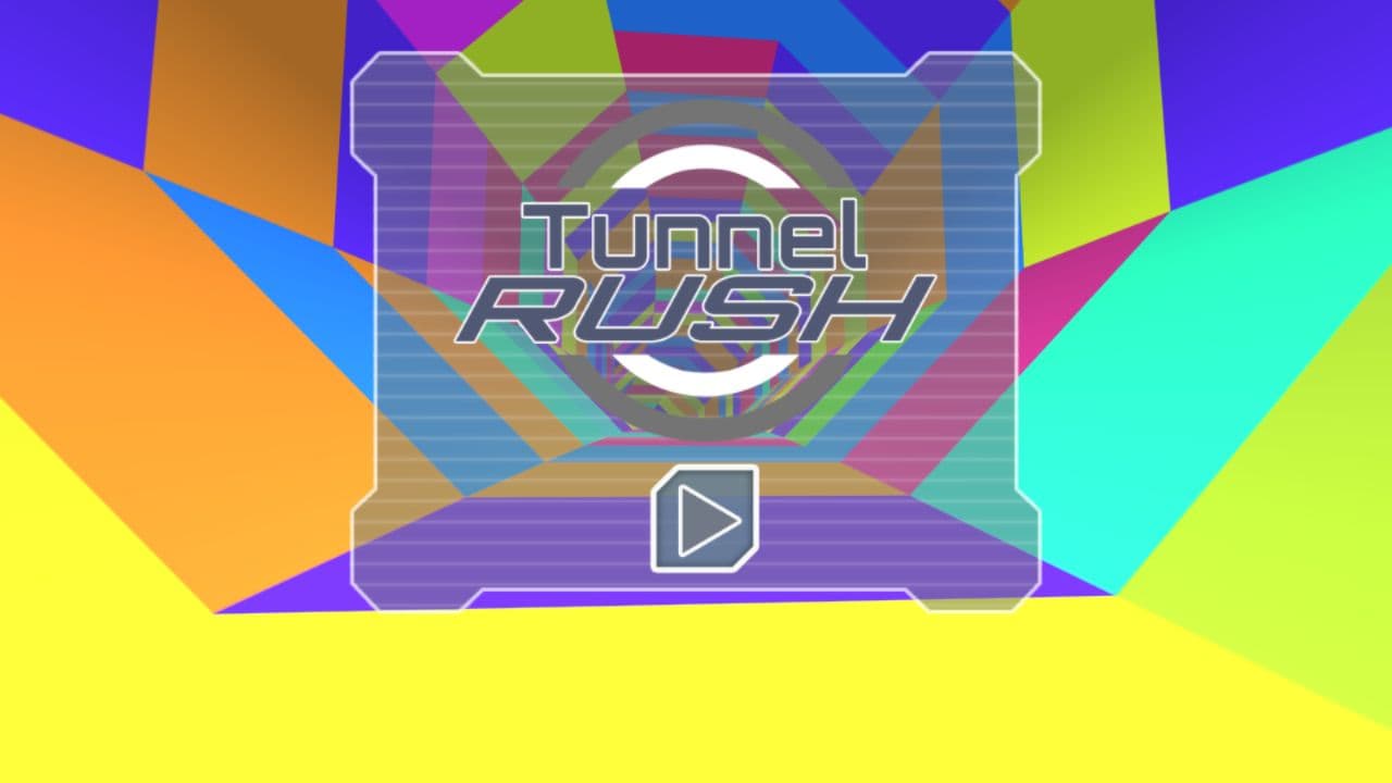 Tunnel Rush title screen with central play button