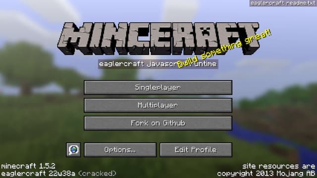 Minecraft 1.5.2 game start screen